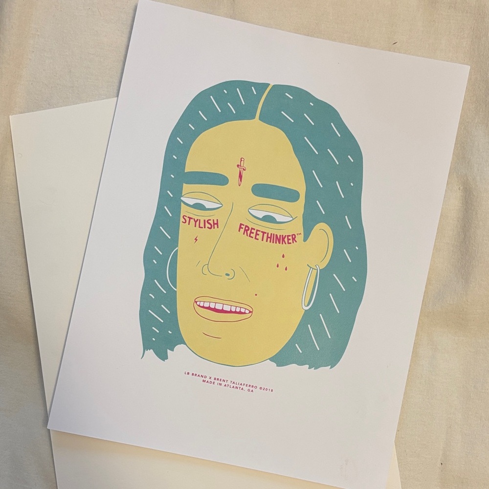 Stylish Freethinker Art Print - Yellow & Teal